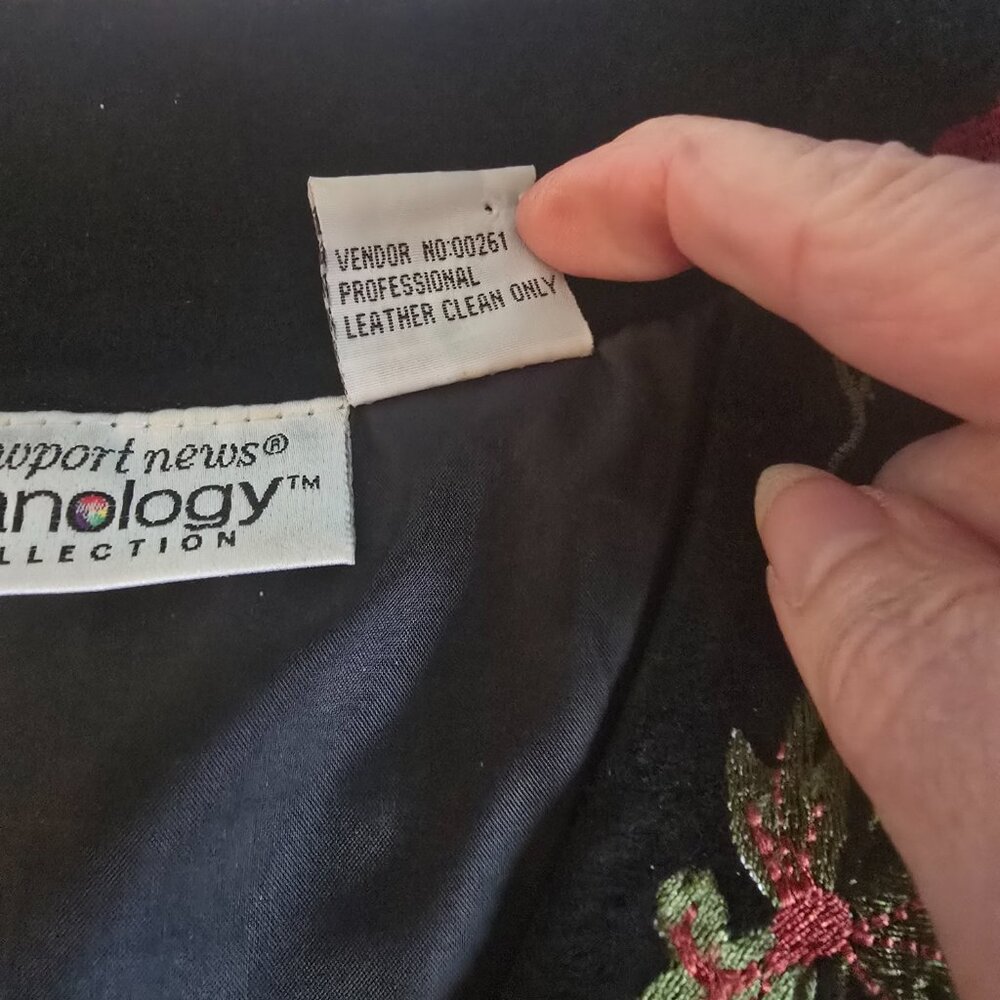 Newport News Vintage Black Suede Embroidered Pullover Size 12 90s Boho EUC - Picture 5 of 11